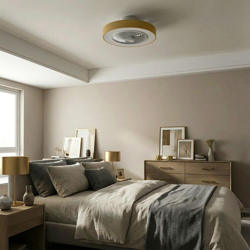 Brilagi - Dimmbare LED-Deckenleuchte mit Ventilator LED/38W/230V 3000-6500K 3000-6500K Ø 50 cm goldfarben + Fernbedienung