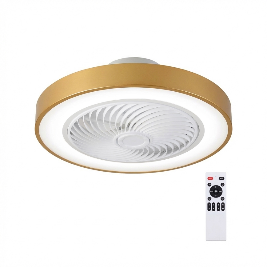 Brilagi - Dimmbare LED-Deckenleuchte mit Ventilator LED/38W/230V 3000-6500K 3000-6500K Ø 50 cm goldfarben + Fernbedienung
