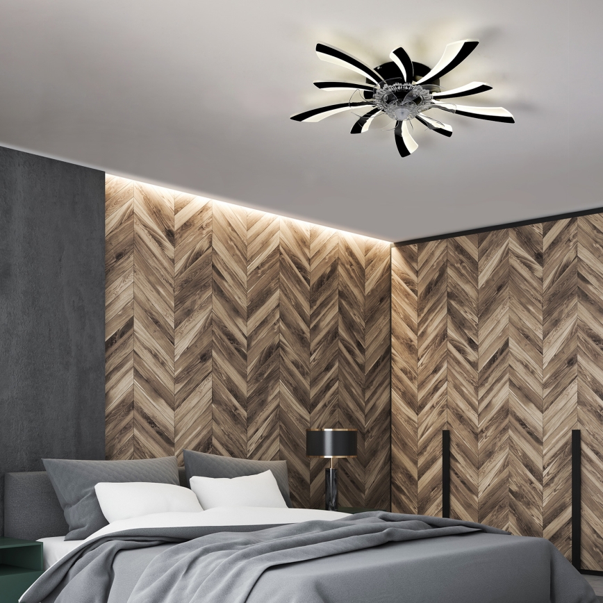 Brilagi - LED dimmbare Deckenleuchte mit Ventilator LED/50W/230V 3000-6500K Schwarz + Fernbedienung