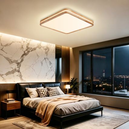 BRILAGI - Dimmbare LED-Deckenleuchte MOLINA SQUARE LED/80W/230V 3000-6000K Eiche 60x60 cm + Fernbedienung