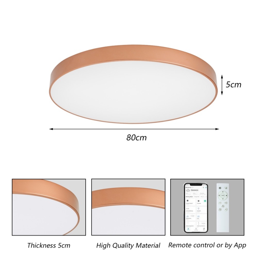 BRILAGI - LED-dimmbare Deckenleuchte POOL SMART LED/100W/230V 3000-6000K Ø 80 cm Wi-Fi Tuya kupferfarben + Fernbedienung