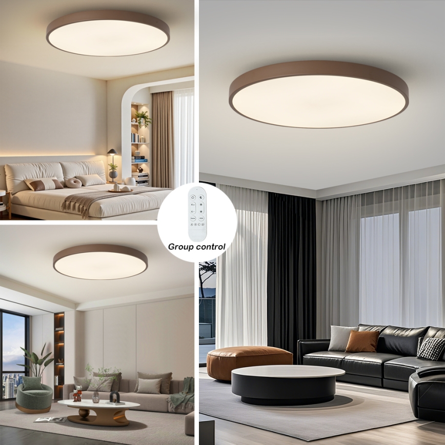 Brilagi - LED-dimmbare Leuchte POOL SMART LED/128W/230V Ø 100 cm Wi-Fi Tuya + Fernbedienung, braun