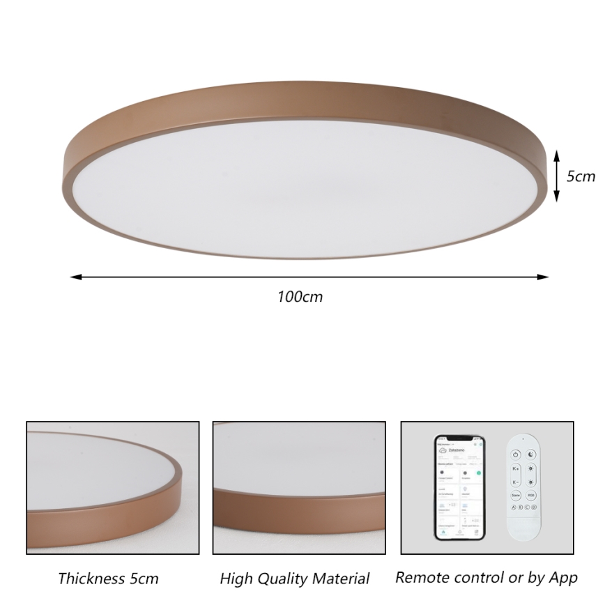 Brilagi - LED-dimmbare Leuchte POOL SMART LED/128W/230V Ø 100 cm Wi-Fi Tuya + Fernbedienung, braun