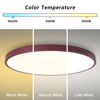 Brilagi - dimmbare LED-Leuchte POOL SMART LED/128W/230V Ø 100 cm 3000-6000K Wi-Fi Tuya + Fernbedienung burgunderrot