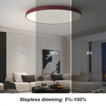 Brilagi - dimmbare LED-Leuchte POOL SMART LED/128W/230V Ø 100 cm 3000-6000K Wi-Fi Tuya + Fernbedienung burgunderrot