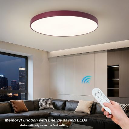 Brilagi - dimmbare LED-Leuchte POOL SMART LED/128W/230V Ø 100 cm 3000-6000K Wi-Fi Tuya + Fernbedienung burgunderrot