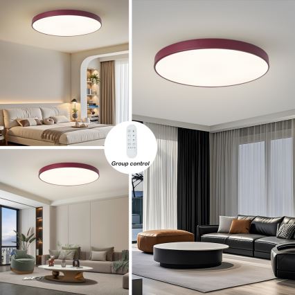 Brilagi - dimmbare LED-Leuchte POOL SMART LED/128W/230V Ø 100 cm 3000-6000K Wi-Fi Tuya + Fernbedienung burgunderrot