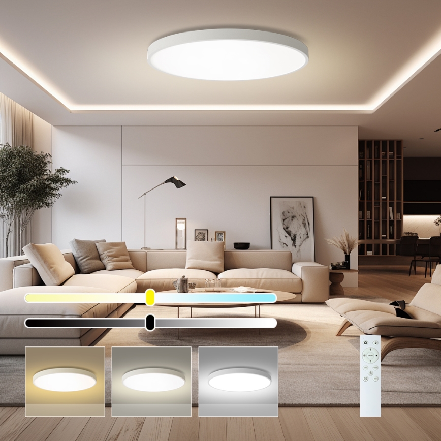 Brilagi - LED-dimmbare Deckenleuchte POOL SMART LED/128W/230V 3000–6000K Ø 100 cm Wi‑Fi Tuya weiß + Fernbedienung