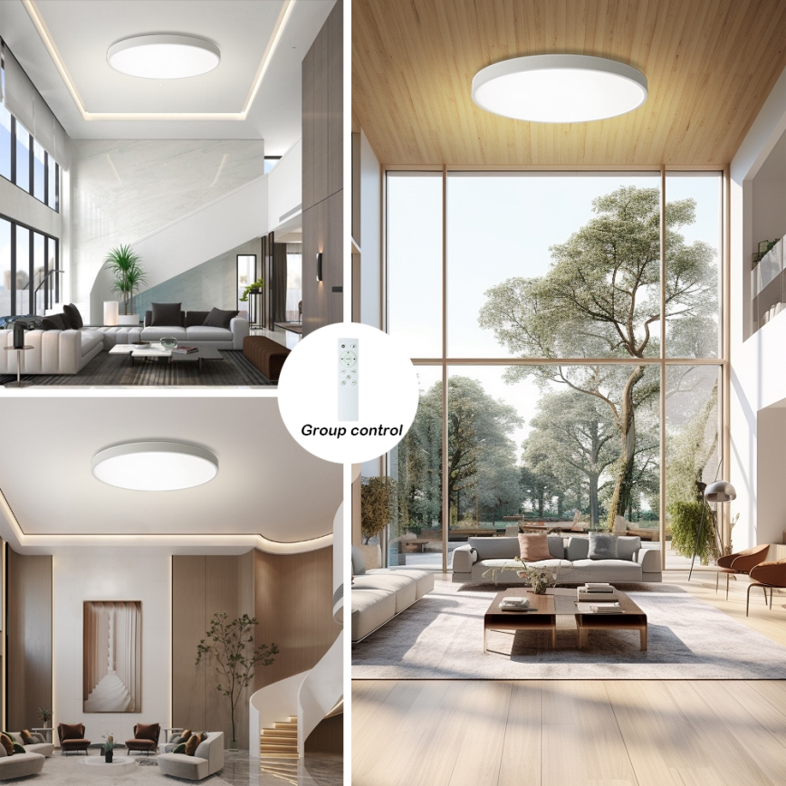 Brilagi - LED-dimmbare Deckenleuchte POOL SMART LED/128W/230V 3000–6000K Ø 100 cm Wi‑Fi Tuya weiß + Fernbedienung