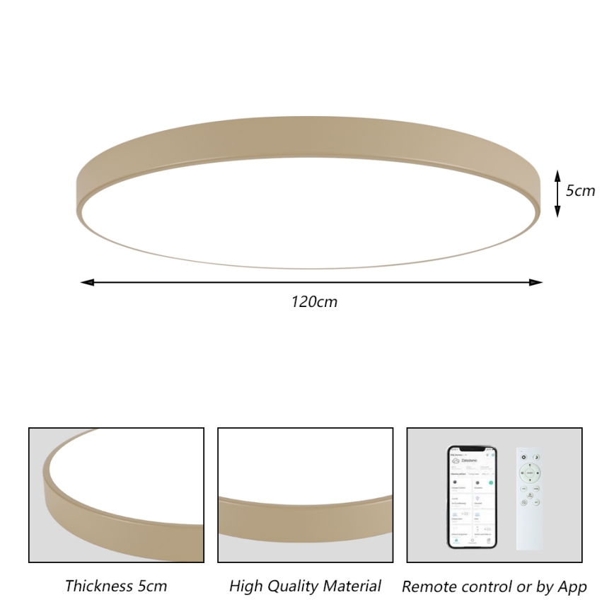 Brilagi - Dimmbare LED-Deckenleuchte POOL SMART LED/180W/230V 3000-6000K 120 cm beige Wi-Fi Tuya + Fernbedienung
