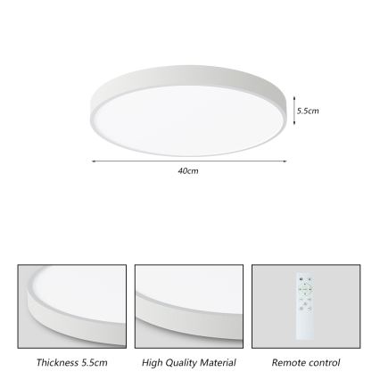 Brilagi - LED dimmbares Deckenleuchte POOL SMART LED/48W/230V 3000-6000K 40 cm + Fernbedienung weiß