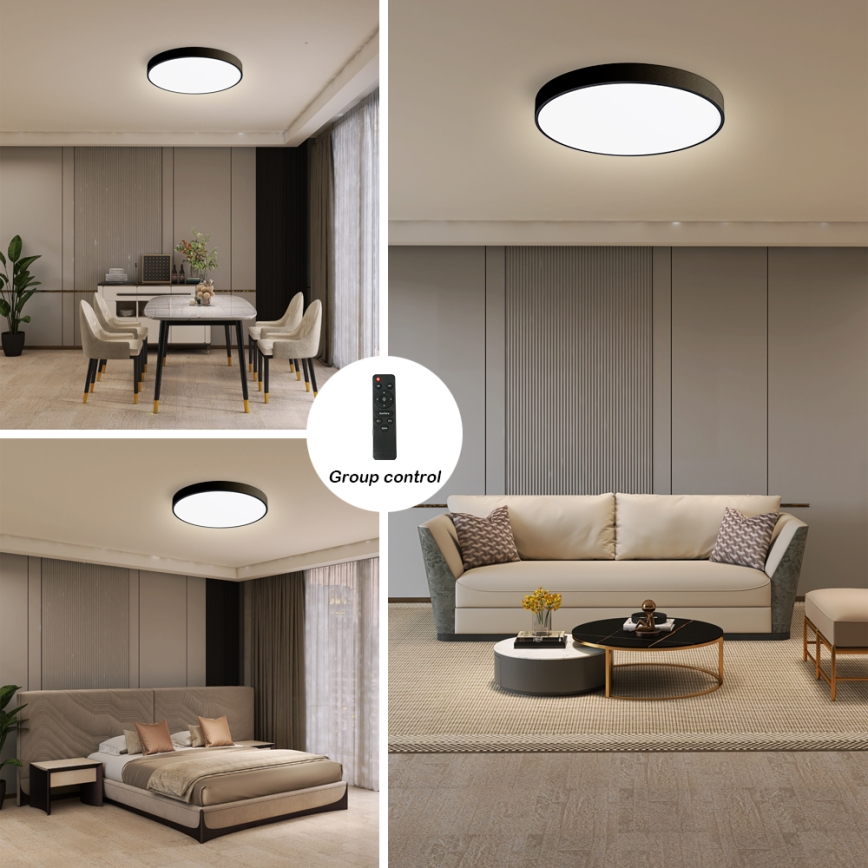 Brilagi - dimmbare LED-Deckenleuchte POOL SMART LED/48W/230V 40 cm 3000-6000K Wi-Fi Tuya + Fernbedienung schwarz