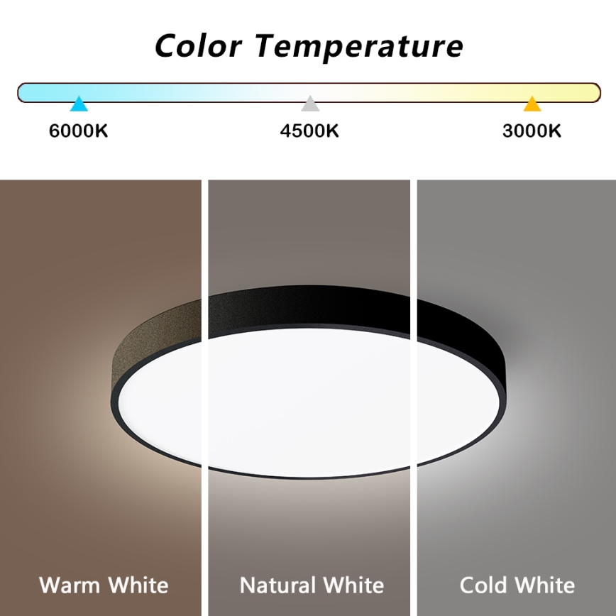 Brilagi - dimmbare LED-Deckenleuchte POOL SMART LED/48W/230V 40 cm 3000-6000K Wi-Fi Tuya + Fernbedienung schwarz