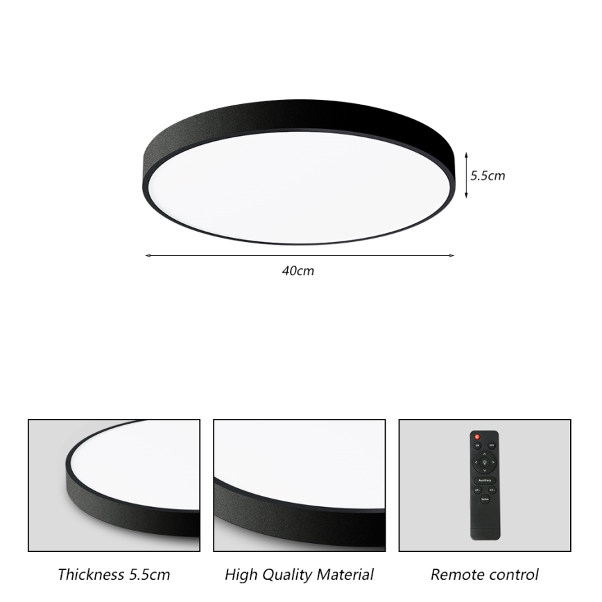 Brilagi - dimmbare LED-Deckenleuchte POOL SMART LED/48W/230V 40 cm 3000-6000K Wi-Fi Tuya + Fernbedienung schwarz