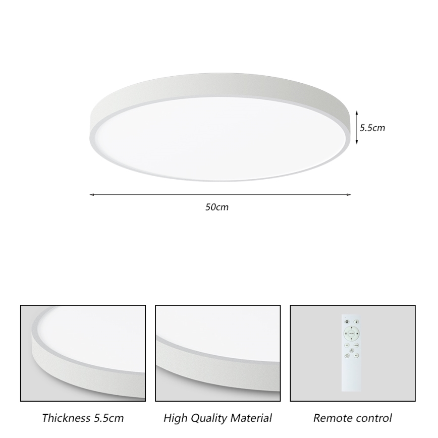 Brilagi - LED dimmbares Deckenleuchte POOL SMART LED/60W/230V 3000-6000K 50 cm + Fernbedienung weiß