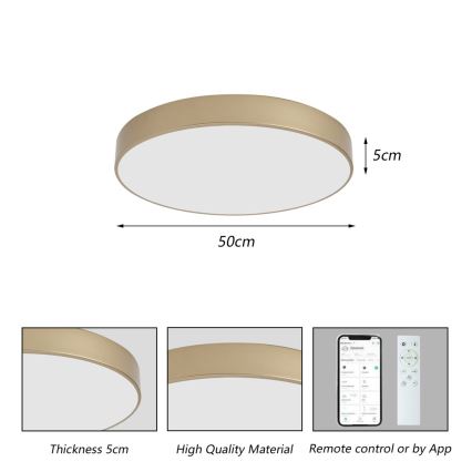 BRILAGI - LED-dimmbare Deckenleuchte POOL SMART LED/60 W/230 V 3000–6000 K Ø 50 cm Wi-Fi Tuya gold + Fernbedienung