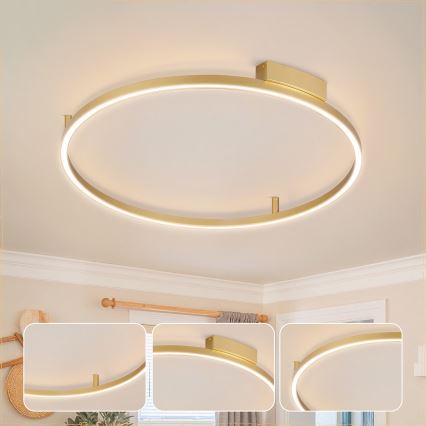 Brilagi - dimmbare LED-Deckenleuchte PORTOFINO LED/60W/230V 3000-6000K Ø 80 cm gold + Fernbedienung