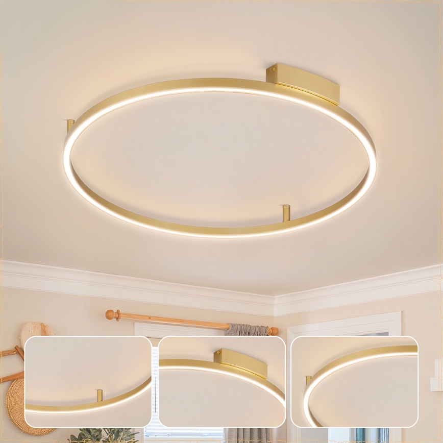 Brilagi - dimmbare LED-Deckenleuchte PORTOFINO LED/60W/230V 3000-6000K Ø 80 cm gold + Fernbedienung