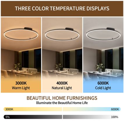 Brilagi - dimmbare Deckenleuchte PORTOFINO LED/85W/230V 3000-6000K Ø 120 cm schwarz + Fernbedienung