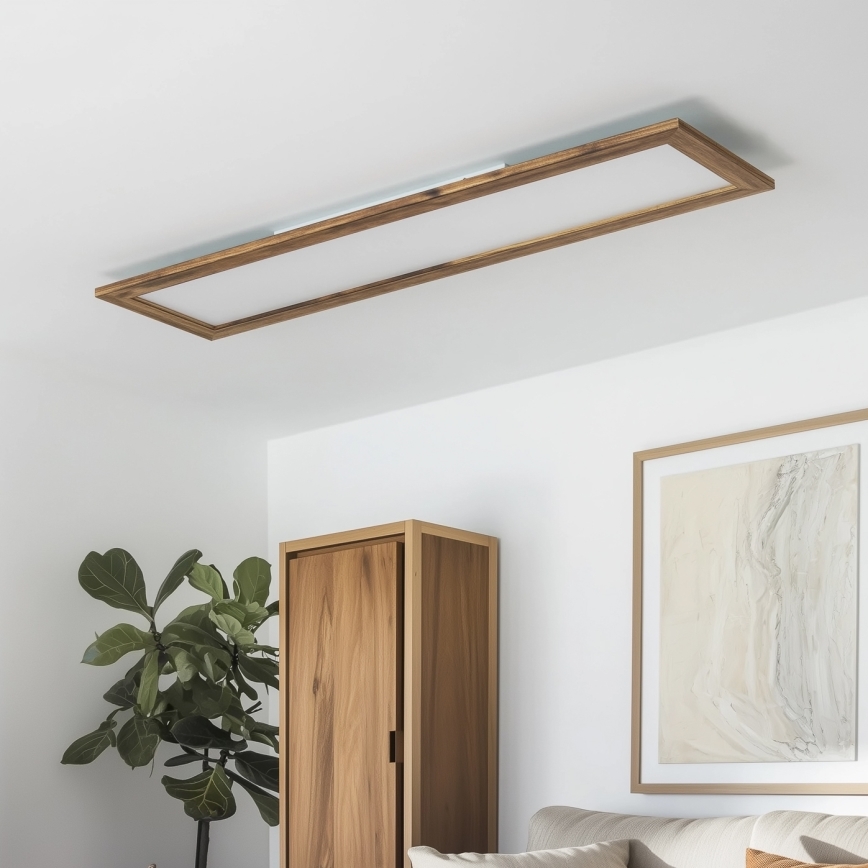 Brilagi - LED dimmbare Deckenleuchte SLIMFRAME WOOD LED/58W/230V 124x33,7 cm 3000-6000K braun + Fernbedienung