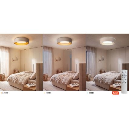 BRILAGI - LED-dimmbare Deckenleuchte VELVET SMARTIX STARS LED/36W/230V 3000-6000K Ø 55 cm creme/gold Wi-Fi Tuya Beacon + Fernbedienung