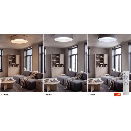 Brilagi - LED-dimmbare Deckenleuchte VELVET SMARTIX LED/36W/230V 3000–6000K Ø 55 cm grau Wi-Fi Tuya Beacon + Fernbedienung
