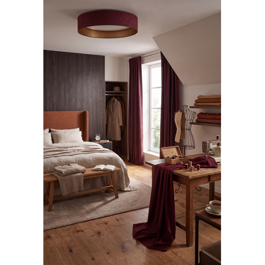 Brilagi - LED-dimmbare Deckenleuchte VELVET SMART VARI LED/24W/230V 3000–6500K Ø 45 cm weinrot/gold + Fernbedienung