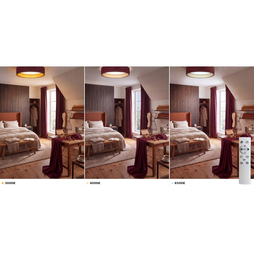 Brilagi - LED-dimmbare Deckenleuchte VELVET SMART VARI LED/24W/230V 3000–6500K Ø 45 cm weinrot/gold + Fernbedienung