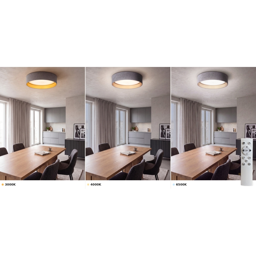 Brilagi - LED-dimmbare Deckenleuchte VELVET SMART VARI LED/36W/230V 3000-6500K Ø 55 cm grau/gold + Fernbedienung