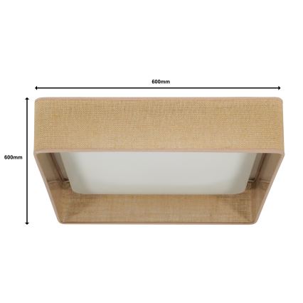 Brilagi - dimmbare LED-Deckenleuchte VELVET SQUARE SMART LED/36W/230V 60x60 cm 2700-6500K Wi-Fi Tuya + Fernbedienung braun