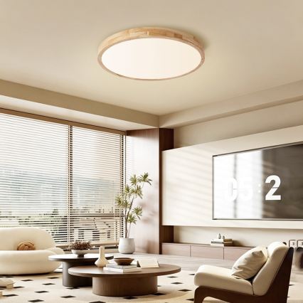 BRILAGI - LED-dimmbare Deckenleuchte WOODLINE LED/72W/230V 3000-6000K Eiche Ø 60 cm + Fernbedienung