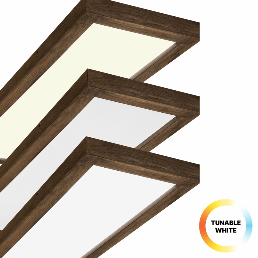 Brilagi - LED dimmbares Badezimmer-Deckenleuchte WOODY FRAME LED/50W/230V Eiche Nussbaum 120x30 cm 3000-6000K IP44 + Fernbedienung