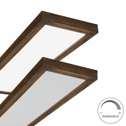 Brilagi - LED dimmbares Badezimmer-Deckenleuchte WOODY FRAME LED/50W/230V Eiche Nussbaum 120x30 cm 3000-6000K IP44 + Fernbedienung