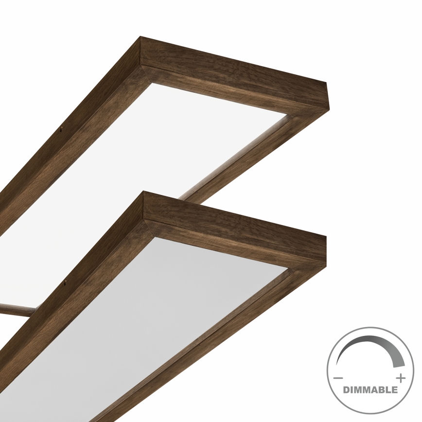 Brilagi - LED dimmbares Badezimmer-Deckenleuchte WOODY FRAME LED/50W/230V Eiche Nussbaum 120x30 cm 3000-6000K IP44 + Fernbedienung