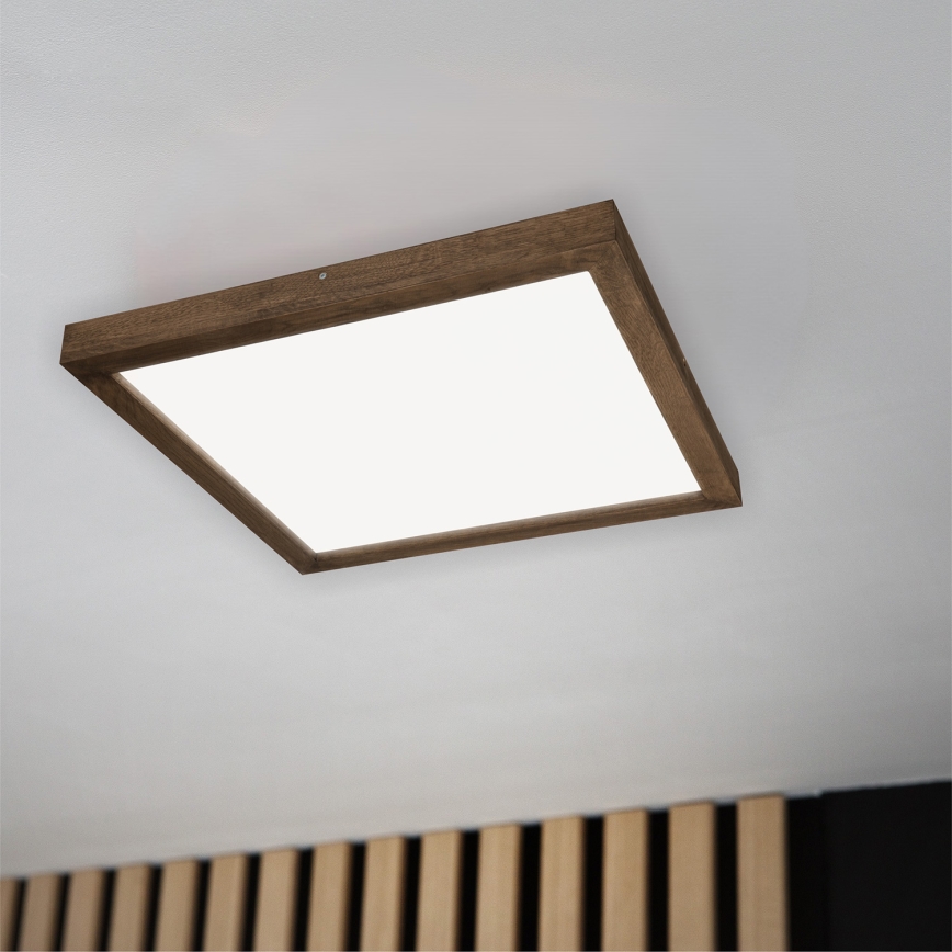 Brilagi - LED dimmbares Badezimmer-Deckenleuchte WOODY FRAME LED/50W/230V Eiche Nussbaum 60x60 cm 3000-6000K IP44 + Fernbedienung
