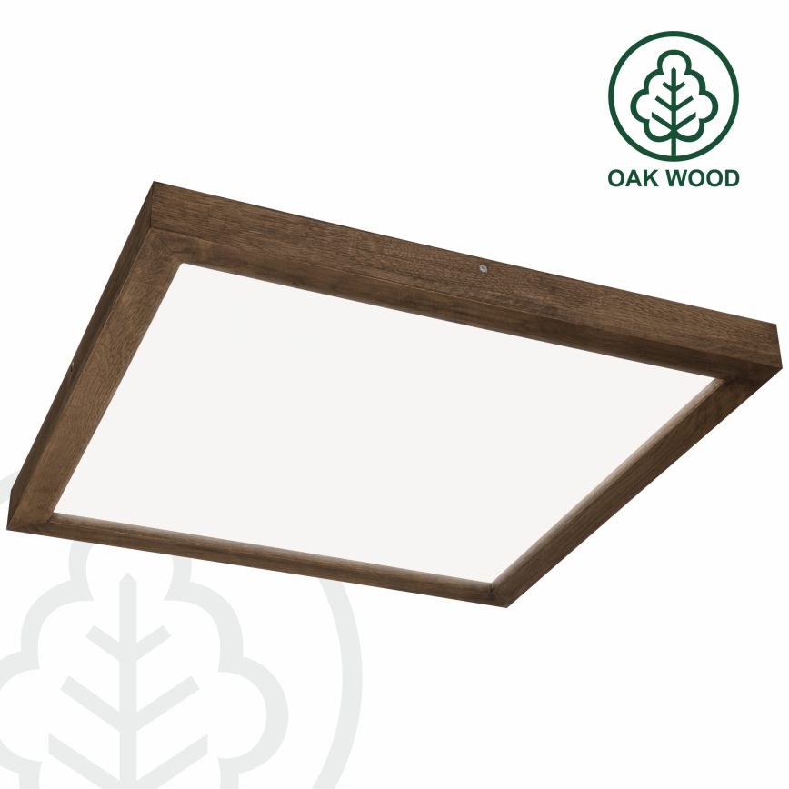 BRILAGI - Dimmbare LED-Badezimmer-Deckenleuchte WOODY FRAME LED/50W/230V Eiche Nussbaum 60x60 cm 3000-6000K IP44 + Fernbedienung