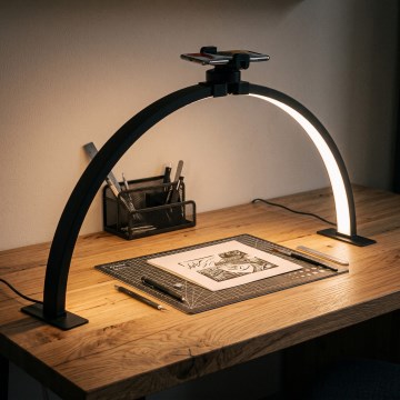 BRILAGI - LED dimmbare Modellbau-Bogen-Schreibtischlampe mit Halter RADIO LED/25W/24/230V 3000/4000/6500K schwarz