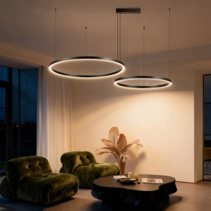 Brilagi - PORTOFINO LED-dimmbare Hängeleuchte an Seil LED/98W/230V 3000–6000K schwarz + Fernbedienung