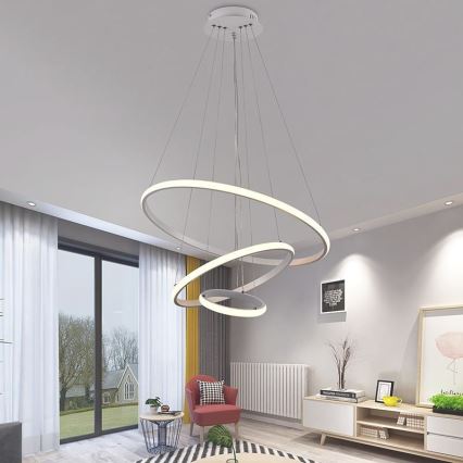 Brilagi - dimmbare LED-Hängeleuchte an Stahlseil CIRCLE LED/90W/230V 3000-6500K Ø 60 cm + Fernbedienung