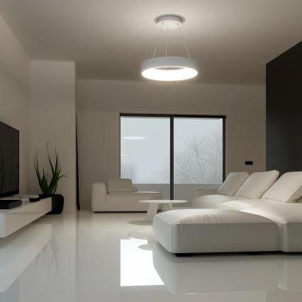 Brilagi - LED-dimmbare Hängeleuchte an Seil FALCON LED/40W/230V 3000-6500K Ø 45 cm weiß + Fernbedienung