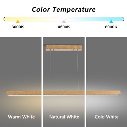 Brilagi - LED-dimmbare Pendelleuchte an Kabel OAK SMART LED/30W/230V Wi-Fi Tuya Eiche + Fernbedienung