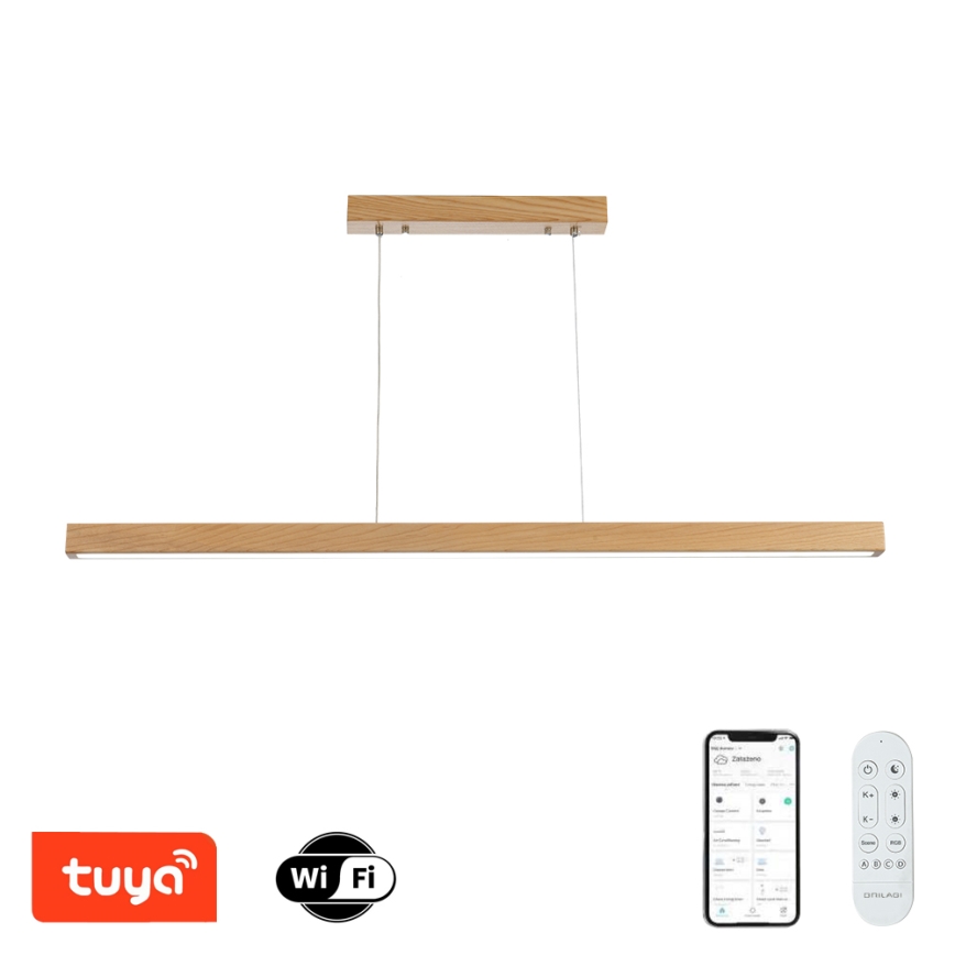Brilagi - LED-dimmbare Pendelleuchte an Kabel OAK SMART LED/30W/230V Wi-Fi Tuya Eiche + Fernbedienung