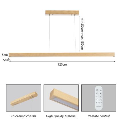Brilagi - LED-dimmbare Pendelleuchte an Kabel OAK SMART LED/30W/230V Wi-Fi Tuya Eiche + Fernbedienung
