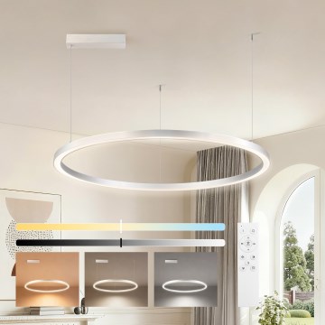Brilagi - LED-dimmbare Pendelleuchte an Kabel PORTOFINO LED/60W/230V 3000–6000K Ø 80 cm silber + Fernbedienung