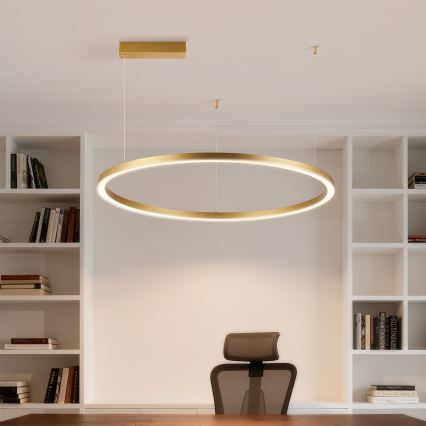 Brilagi - LED-dimmbare Pendelleuchte an Seil PORTOFINO LED/60W/230V 3000-6000K Durchmesser 80 cm goldfarben + Fernbedienung