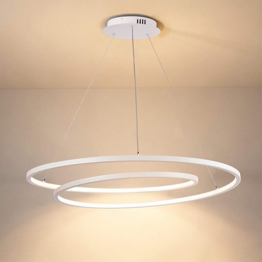 Brilagi - Dimmbarer LED-Kronleuchter mit Kabelaufhängung TWISTER LED/105W/230V 3000-6000K Ø 100 cm weiß + Fernbedienung