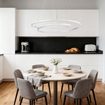 Brilagi - Dimmbarer LED-Kronleuchter mit Kabelaufhängung TWISTER LED/105W/230V 3000-6000K Ø 100 cm weiß + Fernbedienung