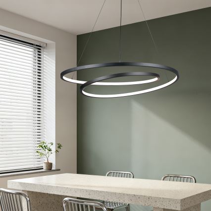 Brilagi - Dimmbare LED-Pendelleuchte an Stahlseil TWISTER LED/105W/230V 3000-6000K Ø 100 cm schwarz + Fernbedienung