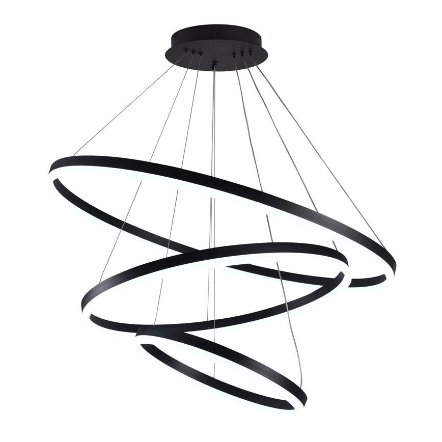 Brilagi - LED-dimmbare Hängeleuchte mit Kabelabhängung CIRCLE LED/125W/230V 3000-6500K Ø 80 cm schwarz + Fernbedienung