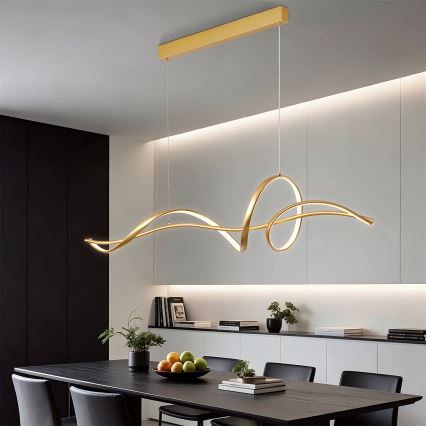 Brilagi - dimmbare LED-Pendelleuchte mit Seilaufhängung SIGNATURE LED/55W/230V 3000-6000K 120x23 cm gold + Fernbedienung